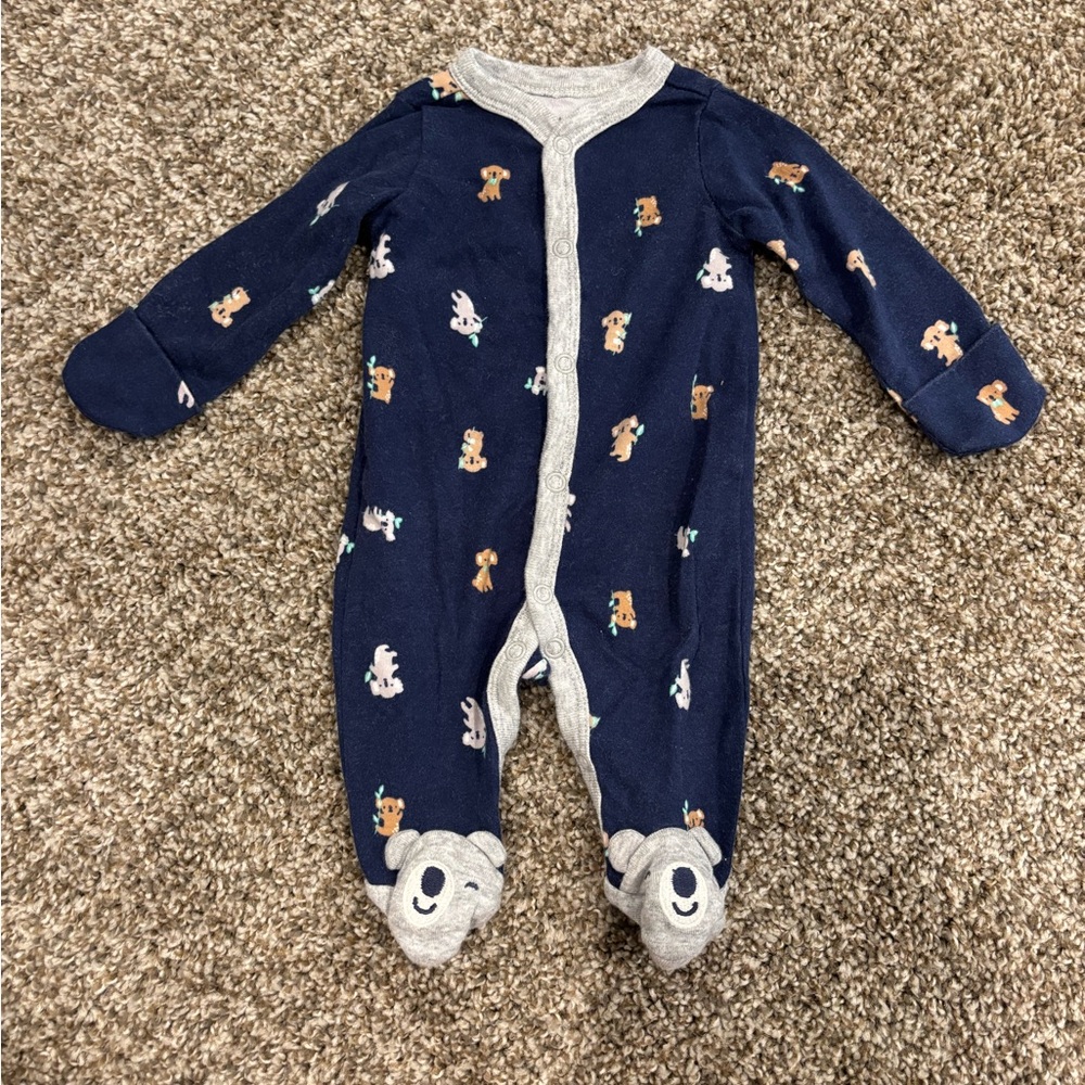 Carter's Blue and Gray Footie One Piece Soft Fabric
